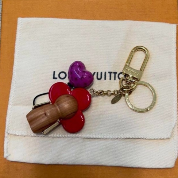 NEW LOUIS VUITTON 2020 Porte Cles Vivienne Key Holder Bag Charm Plastic Wood - Picture 3 of 4